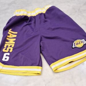 NBA Lebron James #6 Purple Los Angeles‎ Lakers Basketball Shorts Old School Sz M
